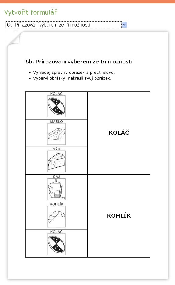 6b. Přiřazování výběrem ze tří možností